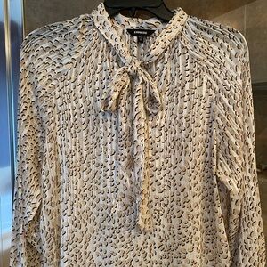 NWOT Express Cream Blouse with Black and Tan Print